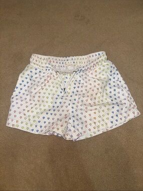 Roller Rabbit Kids Swim Trunks - White with Rainbow Heart Pattern